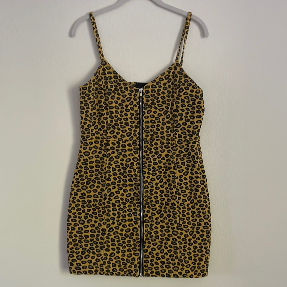 Denim cheetah print dress